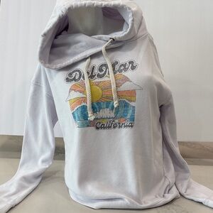 Del Mar Women's White Hoodie Sweatshirt